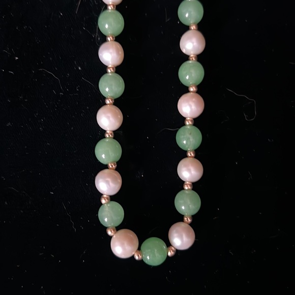 Vintage Jadeite cultured pearls necklace - Picture 5 of 8